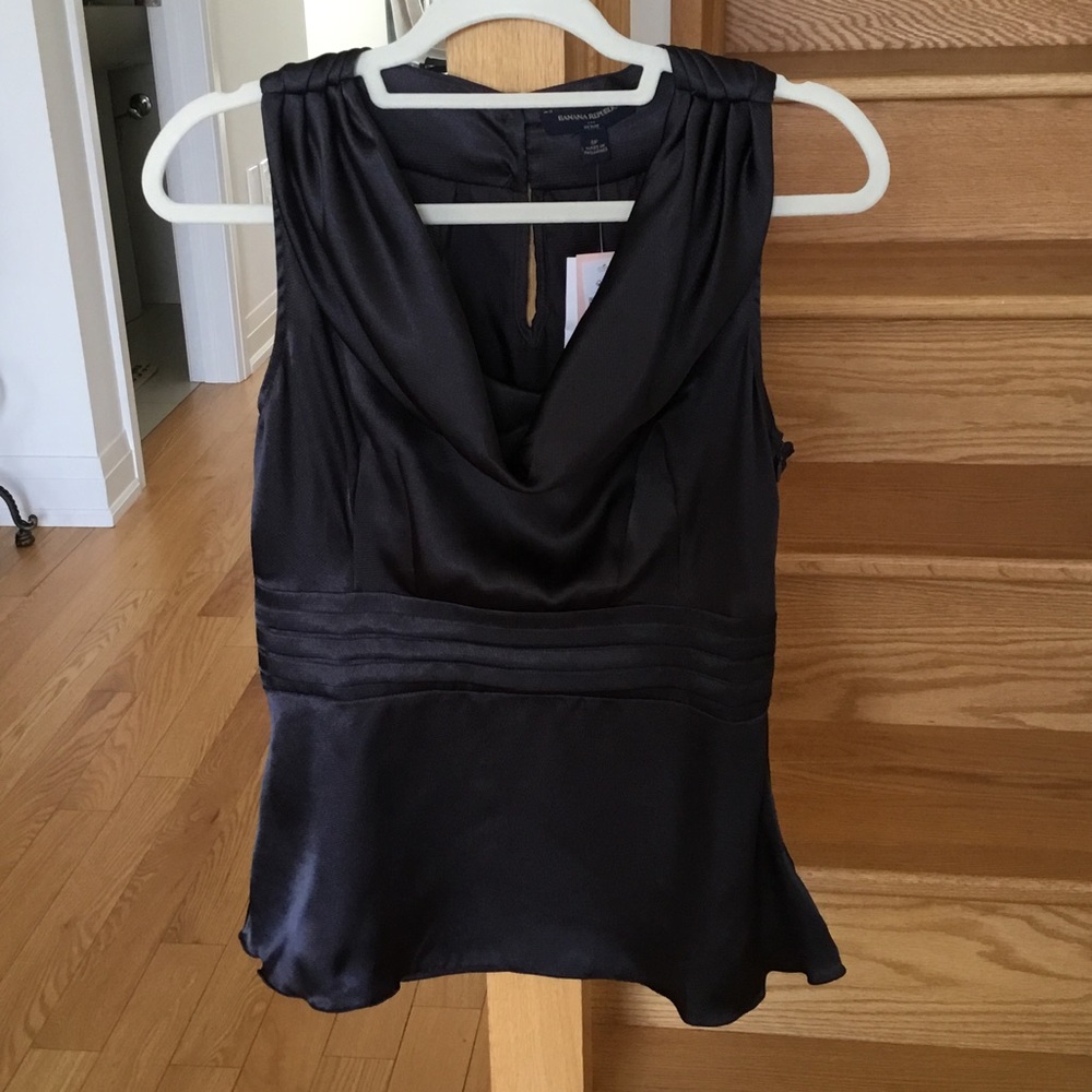 Banana Republic Black Satin Cowl Neck Sleeveless Camisole
